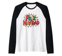 Buon Natale con Guirnalda de Luces Festivas Maglia con Maniche Raglan