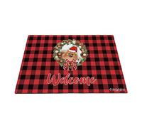 Buon Natale Con Il Mio Amato Cucciolo Di Cane Spitz Dog Red Buffalo Check Plaid Tappeto Ingresso Casa Antisporco Tappetini Porta Dingresso Divertenti Tappeti D'Ingresso Per Balcone 40X60Cm
