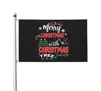 Buon Natale con un albero di Natale Bandiera 3x5 Bandiere bifacciali per esterni Bandiere uniche per esterni per spiaggia 3x5 piedi, Buon Natale con un albero di Natale Arazzo per dormitorio