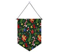 Buon Natale Deco Agrifoglio Rosso Verde appeso banner con asta telescopica banner per feste banner e decorazioni per interni, feste all'aperto banderitas para fiestas