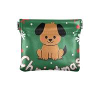 Buon Natale Del Cane Del Fumetto di Modo Delle Donne di Piccola Cuoio Cambiamento Borsa Comodo Oggetti Personali Organizzatore