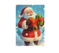 Buon Natale e Babbo Natale con regali bandiere da giardino casa stampa su entrambi i lati stagionale all'aperto piccolo banner decorazione in iuta per esterni decorazione da cortile 70 x 101 cm