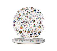 Buon Natale e Felice Anno N, Confezione da 2 Sottobicchieri assorbenti in ceramica per auto, Sottobicchieri antiscivolo per auto, per auto, Accessori per portabicchieri p