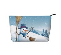 Buon Natale e Neve - Borsa da viaggio in pelle con cerniera, trousse per cosmetici donna, piccola