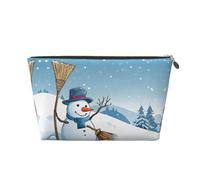 Buon Natale e Neve - Borsa da viaggio in pelle con cerniera, trousse per cosmetici donna, piccola