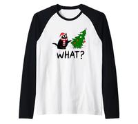 Buon Natale - Festa - Natale - Gatto di Natale Maglia con Maniche Raglan