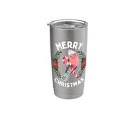 Buon Natale Galah Pappagallo su Candy Cane Vischio Corona Bicchiere termico in acciaio inox doppia parete