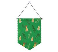 Buon Natale giallo a forma di campana agrifoglio appeso banner con asta telescopica banner divertenti per la decorazione esterna della stanza per interni, feste all'aperto banderitas para fiestas
