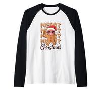 Buon Natale Gingerbread Cookie Divertente Vacanza Maglia con Maniche Raglan