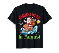 Buon Natale in Agosto Santa Equitazione Capybara Surf Maglietta