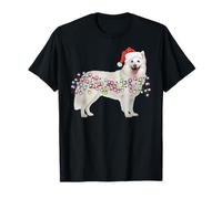 Buon Natale Luci American Eskimo Cane Carino Maglietta