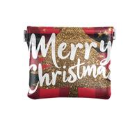 Buon Natale Nero Rosso Plaid Donna Piccolo Portamonete in Pelle Fancy Mini Card Holder Portafoglio per le Donne, Plaid rosso nero Merry Christmas, Decorazione