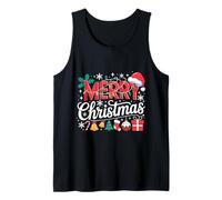 Buon Natale Rosso Cappello di Babbo Natale Colorato Vacanze Luci di Natale Canotta