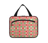 Buon Natale Rosso Verde Amore Plaid Appeso Grandi Borse Cosmetiche per Le Donne con Gancio, Designer Impermeabile Kit Borsa per Le Donne Viaggio Bolsa para maquillaje L