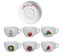 "Buon Natale" Set 6 Tazzine da Caffè con Piattini in Ceramica Personalizzati con Nomi e Scatola Rossa a Tema Natalizio Idea Regalo Originale Feste Cucina Prima Colazione Mattina Arredo Casa Tavola
