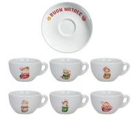 "Buon Natale" Set 6 Tazzine da Caffè + Piattini in Ceramica Personalizzati con Nomi e Scatola Rossa a Tema Natalizio Idea Regalo Originale Feste Cucina Prima Colazione Mattina Arredo Casa Tavola