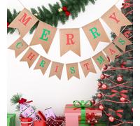 Buon Natale, striscione da appendere al muro, bandiere appese per la festa