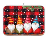 Buon Natale - Tappetino per asciugare i piatti, per bancone della cucina, con gnomi, Natale e bufalo in microfibra, assorbenti, sotto il lavello, 45,7 x 61 cm