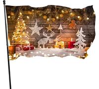 Buon Natale Tavola di legno Candela Bandiera cervo Bandiera 3x5 Ft Bandiera stampata su un lato Bandiera esterna festa di benvenuto