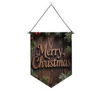 Buon Natale Testo Agrifoglio appeso banner in tessuto con asta telescopica gagliardetto bandiere banner festa banner e decorazioni per interni, feste all'aperto banderitas para fiestas