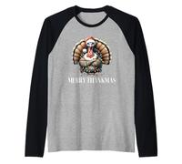 Buon Ringraziamento Santa Turchia Giorno del Ringraziamento Natale Maglia con Maniche Raglan