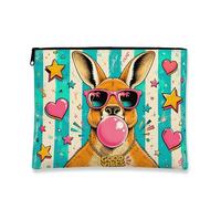 Buona borsa estetica Kangas, borsa da viaggio colorata per cosmetici pop art da donna, organizer portatile in tela con cerniera, borsa da toilette per festival estivi, Blu, 7x9 Inch, Kangas