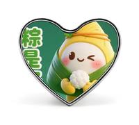 Buona fortuna con la spilla a forma di cuore zongzi, a forma di cuore in vetro per zaini o risvolti, per San Valentino e anniversario.