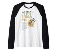 Buona notizia Cristiana Gesù Ti AMA Versetto biblico Giovanni Maglia con Maniche Raglan