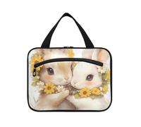 Buona Pasqua Carino Bunny Bianco appeso oggetto borsa da viaggio con gancio, designer moda trapuntato trucco borsa per il viaggio deve vacanza envase para profumo de L, Felice Pasqua Carino