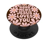 Buone notizie cristiane Gesù ti ama retrò PopSockets PopGrip Adesivo