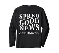 Buone notizie Jesus Loves You Inspiring Back Print Christian Maglia a Manica