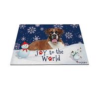 Buone Vacanze Invernali Sulla Neve Con Il Mio Adorabile Cane Boxer Tappetino Da Bagno Lavabile Tappeti D'Ingresso Divertenti Tappetini Porta Dingresso Per Camera Letto Soggiorno Terrazzo 40X60Cm