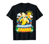Buongiorno, Banana con Sole e Arcobaleno Maglietta
