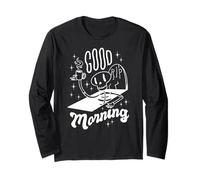 BUONGIORNO Divertente Skelton con caffè in Tomba Meme Maglia a Manica