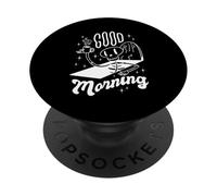 BUONGIORNO Divertente Skelton con caffè in tomba Meme PopSockets PopGrip Adesivo