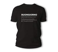 Buongiorno...! Maglietta Ideale da Indossare o per Fare Un gradito Regalo ad Una Persona Cara. (XXL, Nero)