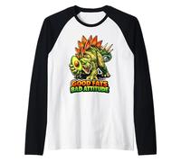 Buoni Grassi Cattivo Atteggiamento Stegosauro Maglia con Maniche Raglan