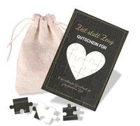 Buono personalizzato puzzle con sacchetto di cotone - compleanno, Natale e anniversario, ideale per amici, familiari e partner, buono fai da te di alta qualità (oro nero)