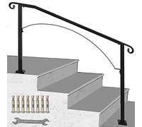 BuoQua Ringhiera Corrimano, Set Ringhiera per Scale a Arco Nero, Opaco con 3 o 4 Gradini, Ringhiera Corrimano in Ferro, Ringhiera Scale Esterne per Gradini Esterni