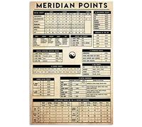 Buoraev Meridian Points Infographics Targa in metallo con scritta in lingua inglese "Punti dei Meridianiani", poster per la conoscenza, per massaggiatori, terapisti, guida, casa, clinica, negozio