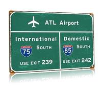 Buoraev Targa in metallo con scritta "Airport Atlanta Atl Airport Highway", cartello Interstate I-75 I-85, direzione sud, Georgia Ga, souvenir di viaggio, regalo, 30,5 x 40,6 cm