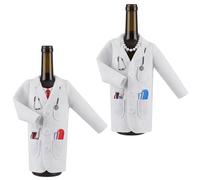 BUOSHUO 2 Pezzi Copri Bottiglia Vino per Infermiere o Medico,con Siringa,Flacone per Compresse e Mini Cartella Clinica,per Laurea,Festa