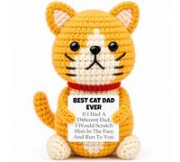 Buouforau Regalo per uomo con gatto e papà, regalo di compleanno per papà e marito, regalo di compleanno per papà e marito, regalo fatto a mano all'uncinetto per amanti dei gatti pazzi, regalo per la