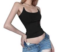 Bupmnd Donna Canotta Senza Maniche Invisible Strap Tank Top, Nero, S, Basic Senza Spalline, Aderente, Bohémien, Collo a Reverso, Modal 100% Rayon, Elastica, Donne, Adulti