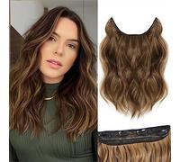 BUPPLER Extension per capelli invisibili, 30,5 cm, lunghezza regolabile e ondulate, 4 clip sicure in capelli in biondo miele misto con marrone chiaro