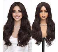 BUPPLER Parrucca marrone moka 66 cm tenda pony parrucche per donne ondulate lunghe a strati parrucca sintetica pretagliata senza colla capelli naturali per l'uso quotidiano su