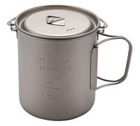 Buqpow Outdoor Titanium Pot Cup Mug Pentole Stoviglie Campeggio Tazza Picnic Acqua Tazza di Caffè Tè con Coperchio Pot 750Ml
