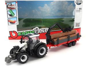 BURAGO 1/50 AGRICOLO VALTRA N174 TRATTORE 3X TRAILER 2017 MODELLINO STATICO
