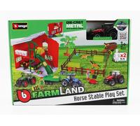 1/50 BURAGO - MASSEY FERGUSON - SET FARM HORSE STABLE PLAY 8740S BU31682-RED