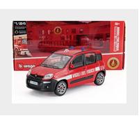 Bburago Fiat Nuova Panda Vigili del Fuoco, Modellino Auto in Scala 1/24, Veicolo Pompieri, Rosso